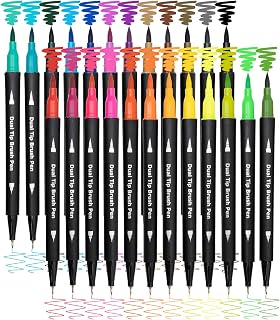 Piochoo Dual Brush Marker Pens for Adult Coloring Books,24pcs Markers | Fine Point and Brush Tip for Bullet Journaling Planners,Note Taking Coloring Writing Calligraphy