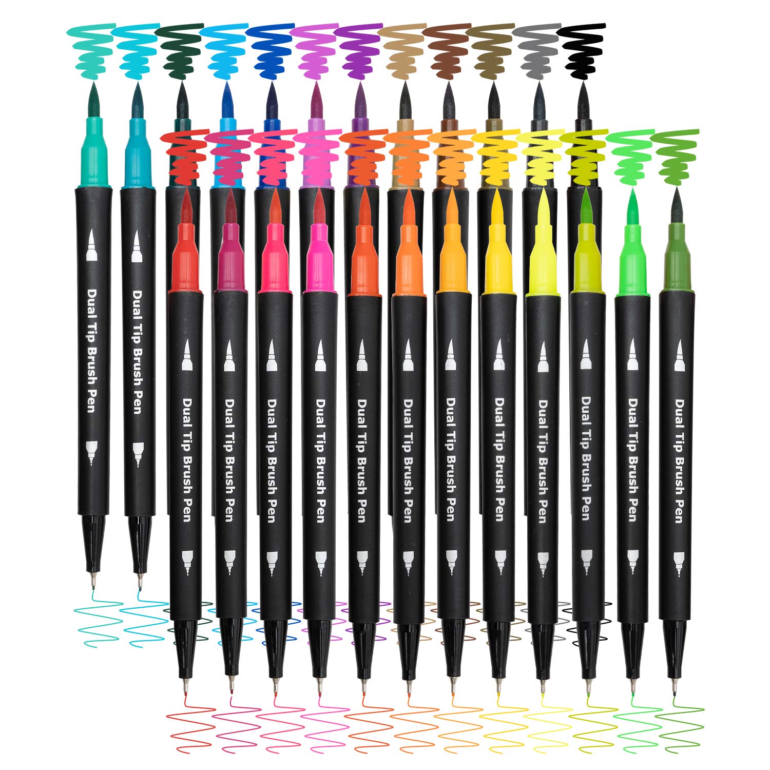 Piochoo Dual Brush Marker Pens for Adult Coloring Books,24pcs Markers | Fine Poi
