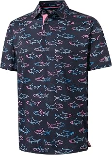 M MAELREG Mens Golf Shirt Print Performance Moisture Wicking Dry Fit Short Sleeve Casual Collared Polo Shirts for Men