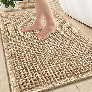 Smiry Waffle Bath Mat 30X20, Extra Soft Absorbent Bathroom Rugs, Brown | Non Slip Machine Washable Quick Dry Bath Rugs for Bathroom Floor, Tub, Shower, Home Decor Accessories