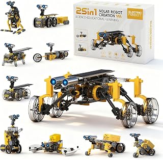 Hechify 25-in-1 Solar Science Robot Kit, STEM Building Toy for Kids Ages 8+ | Solar & Battery Power, Transparent Visible Gear Body, DIY Education Experiment set Birthday Gift for Boys Girls 8-16