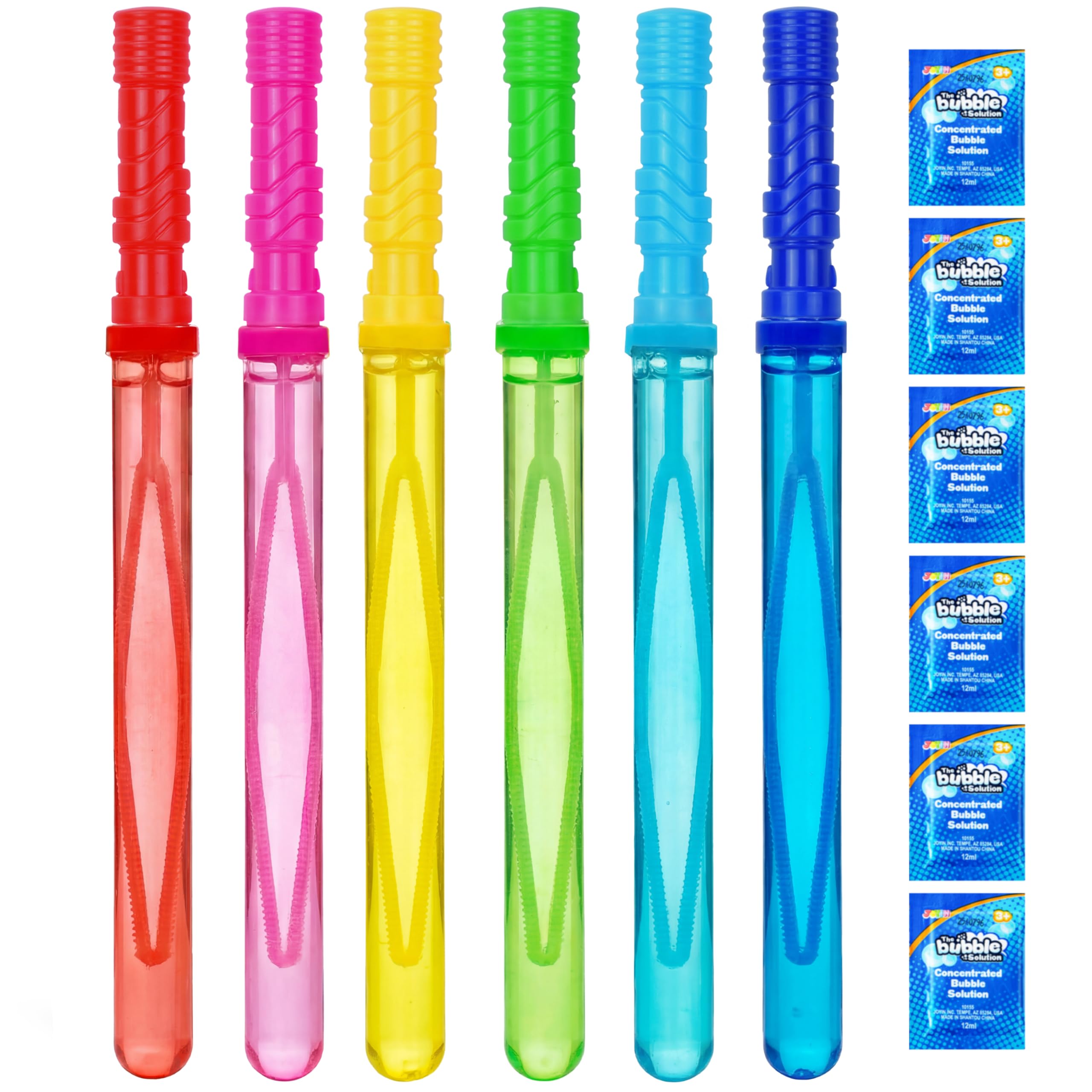 JOYIN 14.6’’ Big Bubble Wands for Kids, 6 PCS Bubble Wand with Refill Solution f