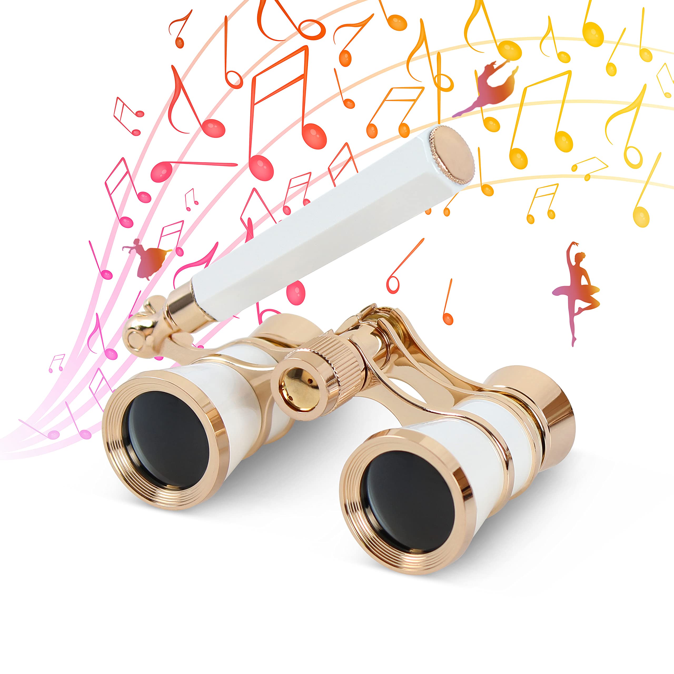 Aomekie Opera Glasses 3X25 Theater Binoculars with Retractable Handle | Compact 