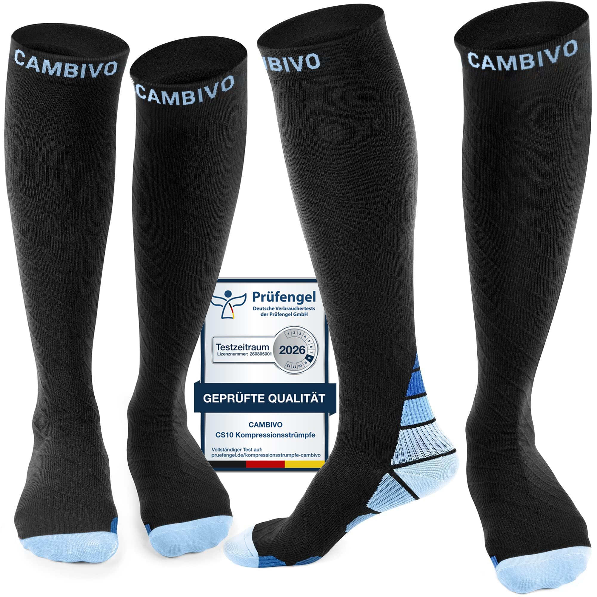 CAMBIVO Compression Stockings for Men and Women, 2 Pairs, Compression Socks, Sup