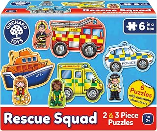 Orchard Toys Rescue Squad Jigsaw Puzzle, A Collection of 6 puzzles featuring 2 and 3 pieces Perfect for Little Hands, Perfect for Ages 2+