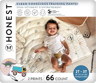 The Honest Company Training Pants, Rompin' & Stompin', Size 2T/3T, 66 Count | Training Pants, Size 2T/3T (up To 34 Lbs), 66 Ct. Hypoallergenic, Fragrance-Free, Plant-Based.