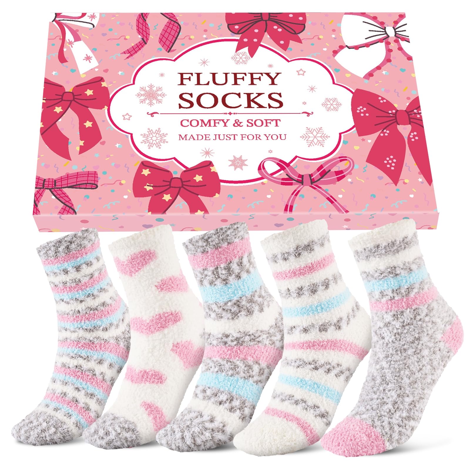 Niorasen Women's Fluffy Socks, Cosy Bed Socks with Gift Box, 5/10 Pairs | Premiu