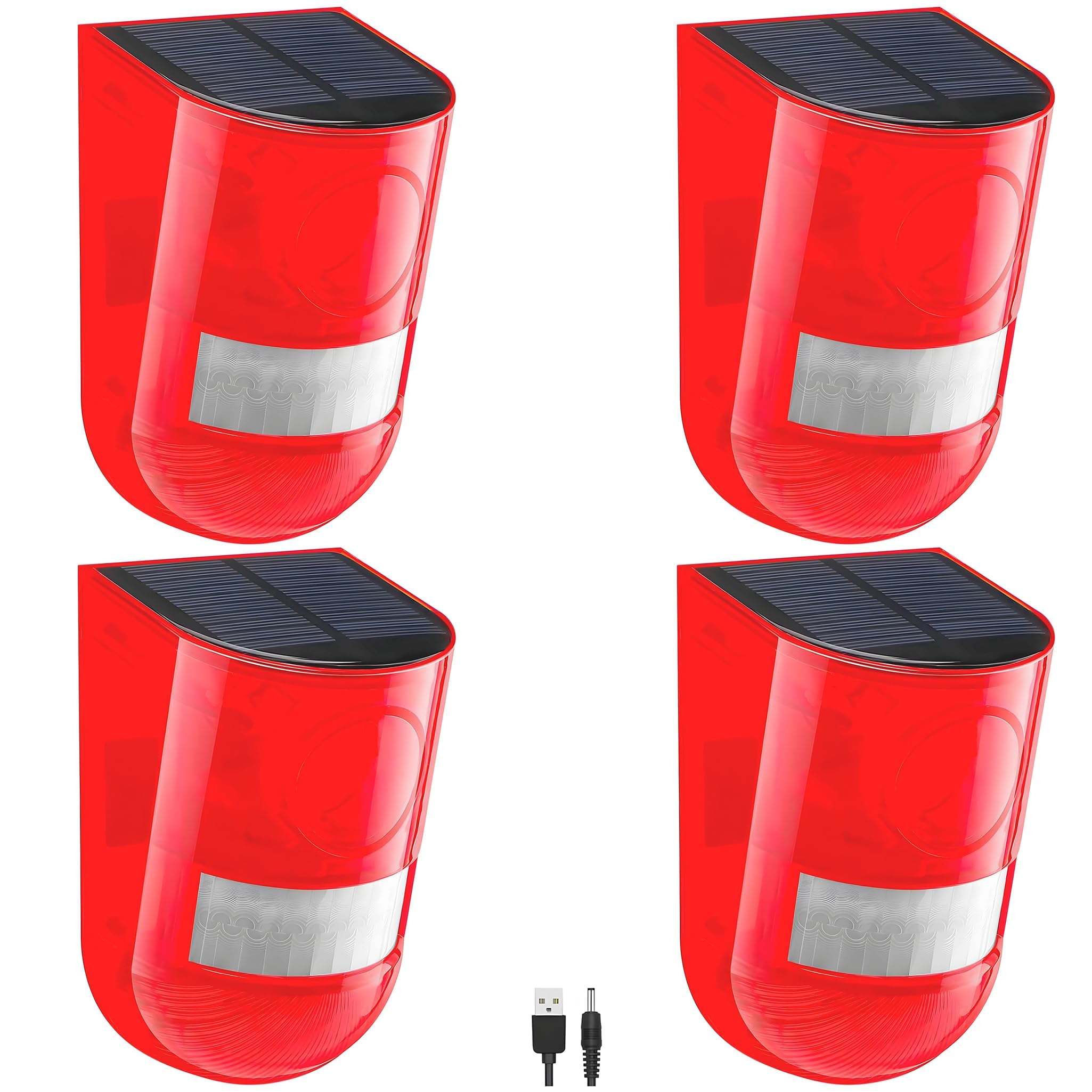 Solar Motion Sensor Alarm Outdoor, 110dB Solar Sound & Light Alarm with 6 LED Fl