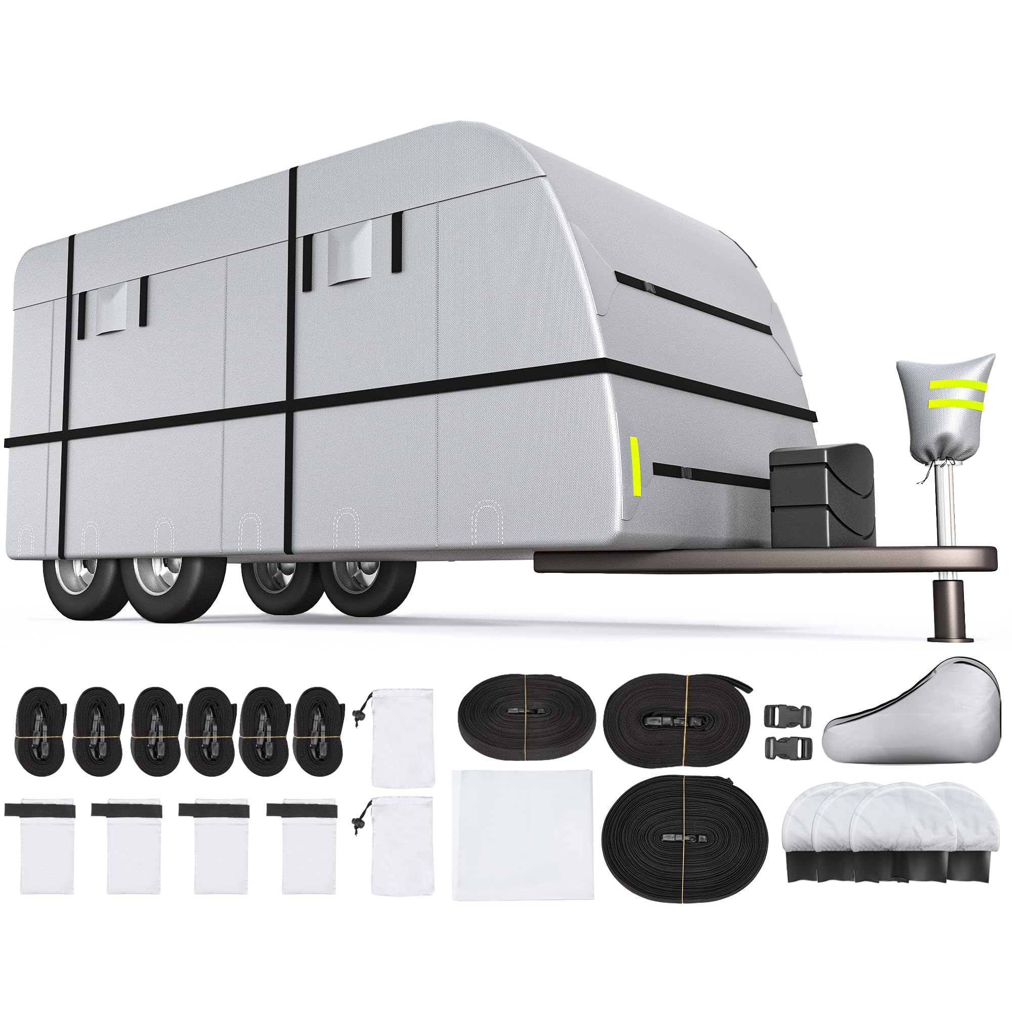 DNYKER 20'-22' Travel Trailer RV Cover, 300D Windproof Rip-Resistant Anti-UV Tra
