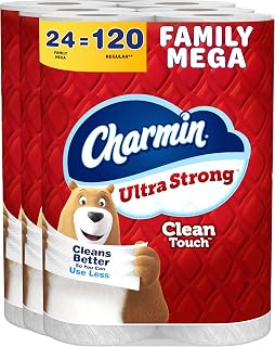 Charmin Ultra Strong Clean Touch Toilet Paper, 24 Family Mega Rolls = 120 Regular Rolls