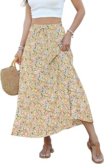 YSYOKOW High Waisted Maxi Skirts for Women Casual Summer Long Skirt with Pockets Boho Flowy A-Line Skirts