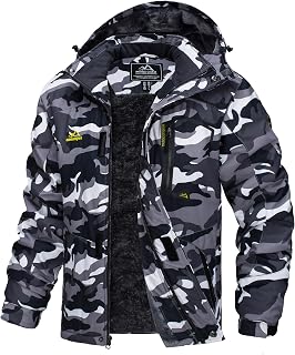 MAGCOMSEN Men's Water Resistant Fleece Lined Winter Coats Parka Mountain Windproof Warm Snow Ski Jacket with Multi-Pockets