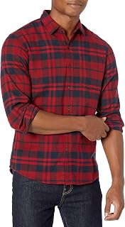 Amazon Essentials Men's Slim Fit Plaid Flannel Shirt with Buttons and Long Sleeves
