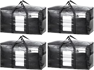 TAILI 4 Pack Black Extra Large Moving Bags,Storage Bags with Visible Window