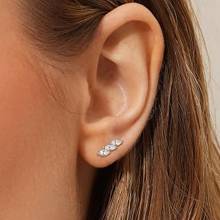 Generic 925 Sterling Silver Earrings for Women 14K Gold Stud Earrings Zirconia Star Butterfly Moon Gold Earrings Silver Earrings for Women Cartilage Earrings Small Silver Earrings Sets Silver Earrings