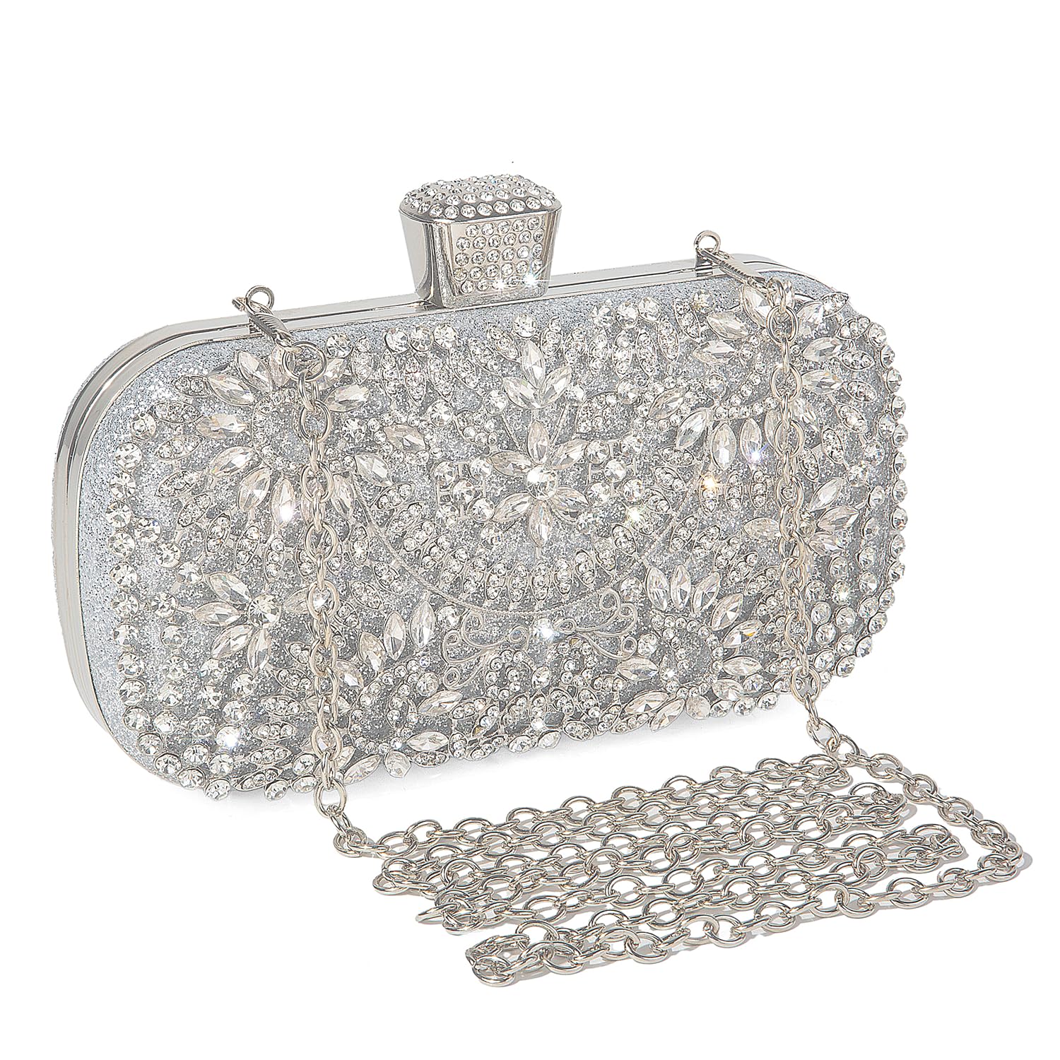 DA BODAN Womens Sparkly Rhinestone Crystal Clutch Bag Glitter Sequin Bridal Purs