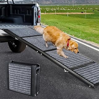 Snagle Paw Longest 180cm Dog Car Ramp,Protable Stairs for Large Dogs with Anti-Slip Rug Surface,Folding Pet Ramp Stairs Up to 140KG Pet Step for Medium & Large Dogs Get Into a Car, SUV & Truck