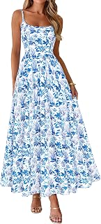 PRETTYGARDEN Maxi abito estivo da donna Boho A Line con occhielli floreali