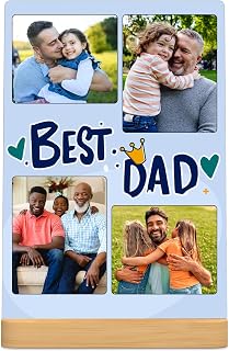 XIAODAXIA Father's Day Personalized Metal photo prints Customized photo gifts - Custom Picture Prints with Bamboo base Tabletop Art Home Decor - Gift Wrapping Available