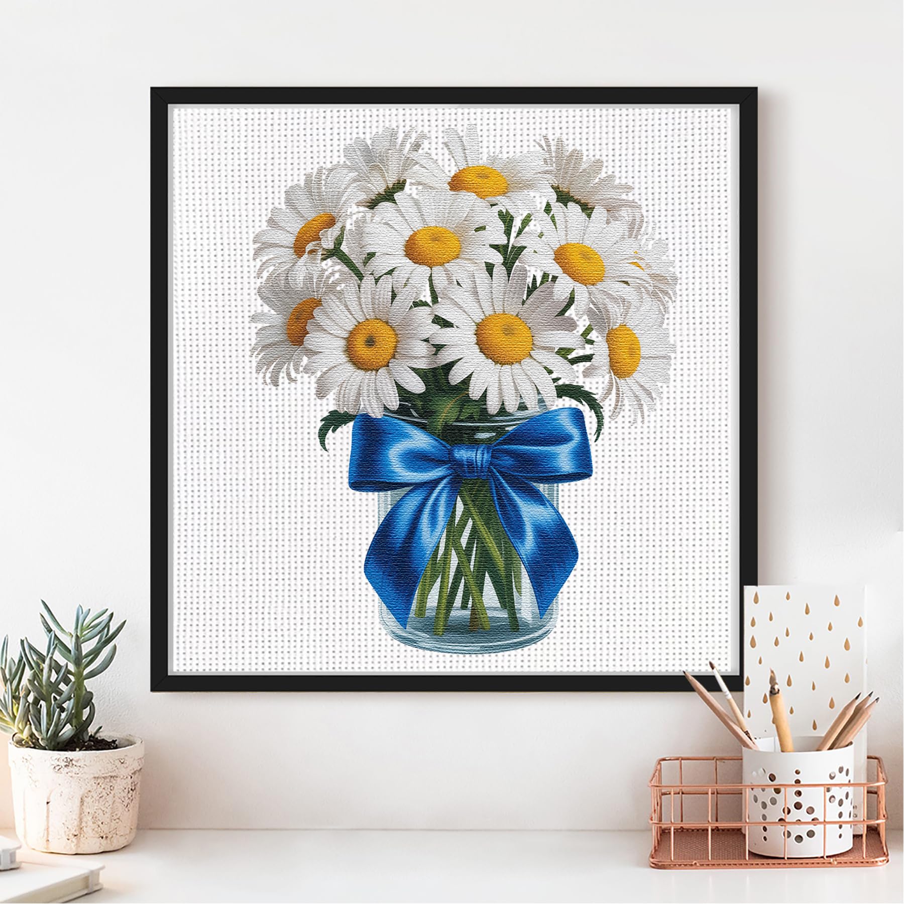 Daisy Cross Stitch Kit - Cute Flowers Series | DIY Beginner Embroidery Kit with 