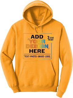 TEEAMORE Men Women Custom Hoodie Add Your Logo Photo Image Text Design Your Own Front and Back