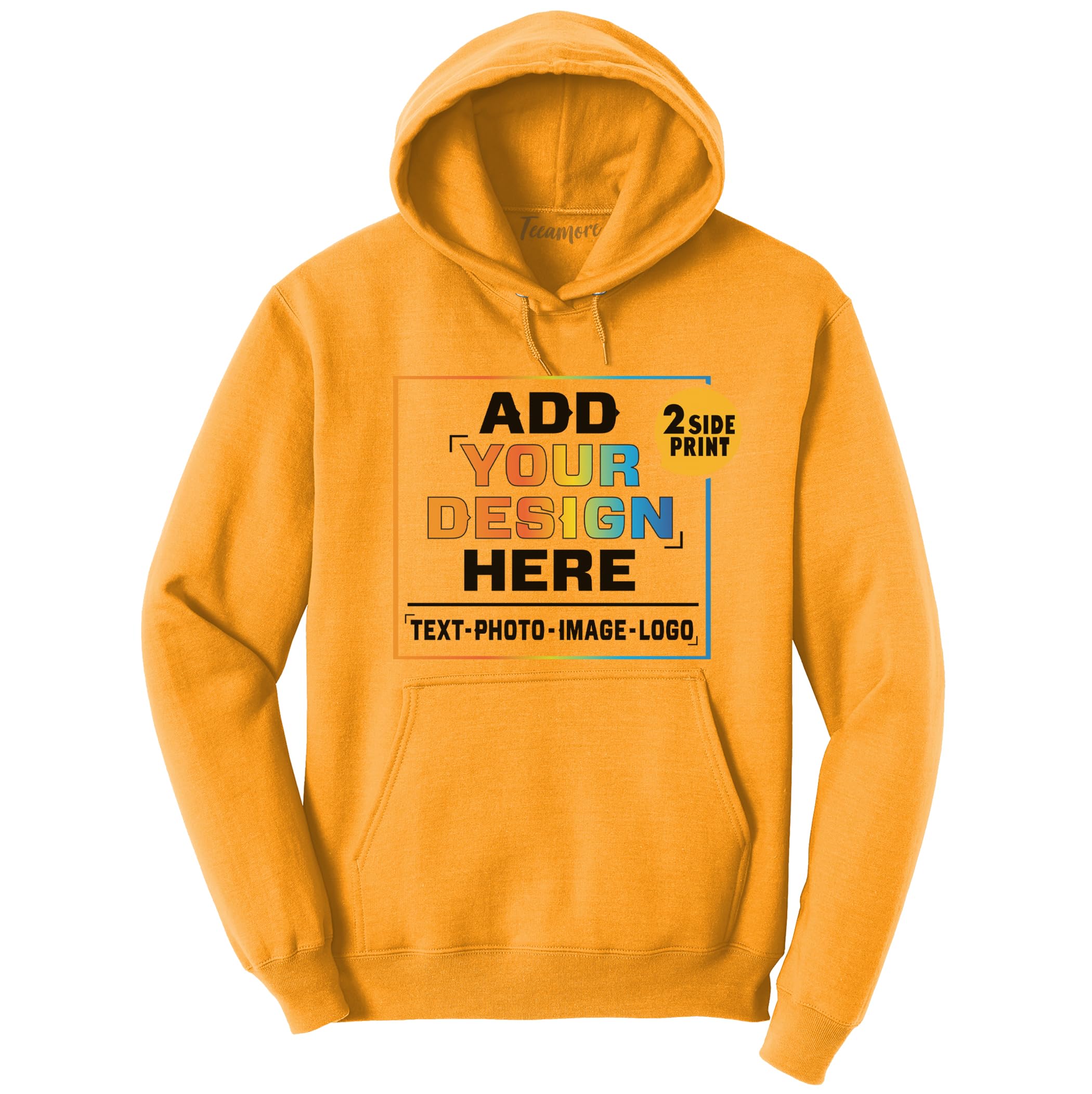 TEEAMORE Men Women Custom Hoodie Add Your Logo Photo Image Text Design Your Own 