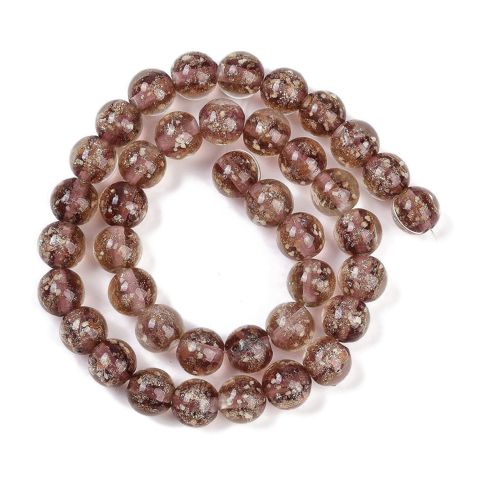 40pcs 10mm Luminous Round Glass Beads Handmade Golden Sand Glow in The Dark Bead