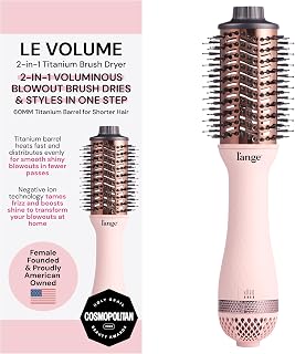 L'ANGE HAIR Le Volume 2-in-1 Titanium Blow Dryer Brush | Frizz Control Blowout Hair Dryer Brush for Drying and Styling | Volumizing Hot Air Styler for All Hairstyles | Oval Barrel | Blush - 60mm