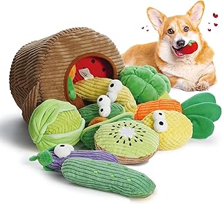 Nocciola 15 Pack Grocery Bag Fruits and Vegetables Crinkle Dog Squeaky Toys, Small Dog Toys for Aggressive Chewers, Durable Plush Christmas Dog Toys for Small Medium Size Dogs, Puppy Dog Chew Toys
