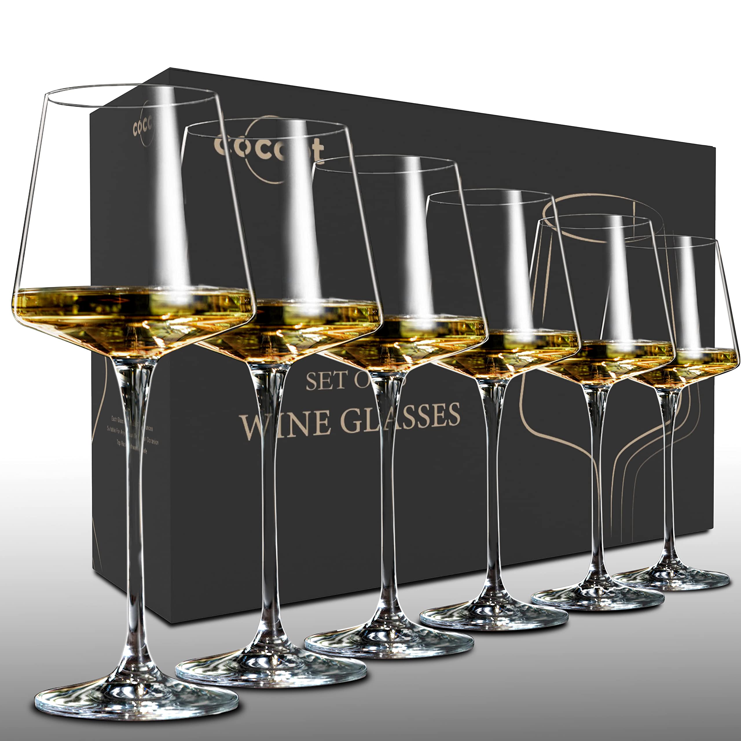 coccot Wine Glasses Set of 6,Crystal White Wine Glasses,Red Wine Glass Set, Wine