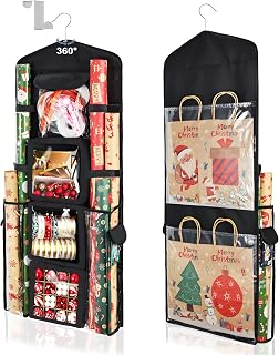 Uawsyut Wrapping Paper Storage Organizer, Double-Sided Gift Wrap Holder, 360° Rotating Gift Bag Storage Organizer for Your Craft, Accessories, Gift Warp Supply, Wrap Ribbon and Stationery