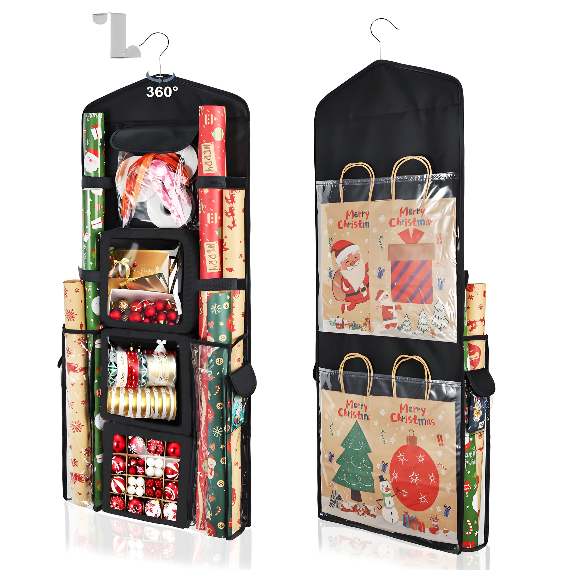 Uawsyut Wrapping Paper Storage Organizer, Double-Sided Gift Wrap Holder, 360° Ro