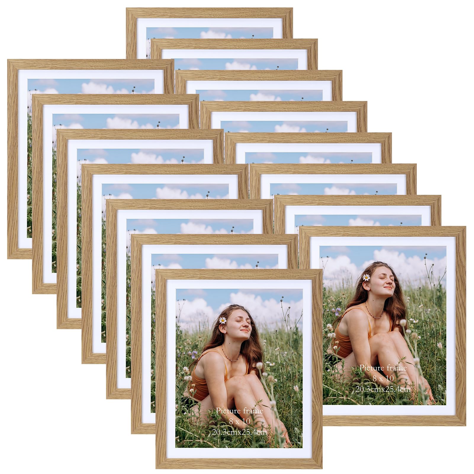 15 Pack 10x8 Photo Frames with Mat, Versatile 11x9 Photo Frames Without Mat, Bro