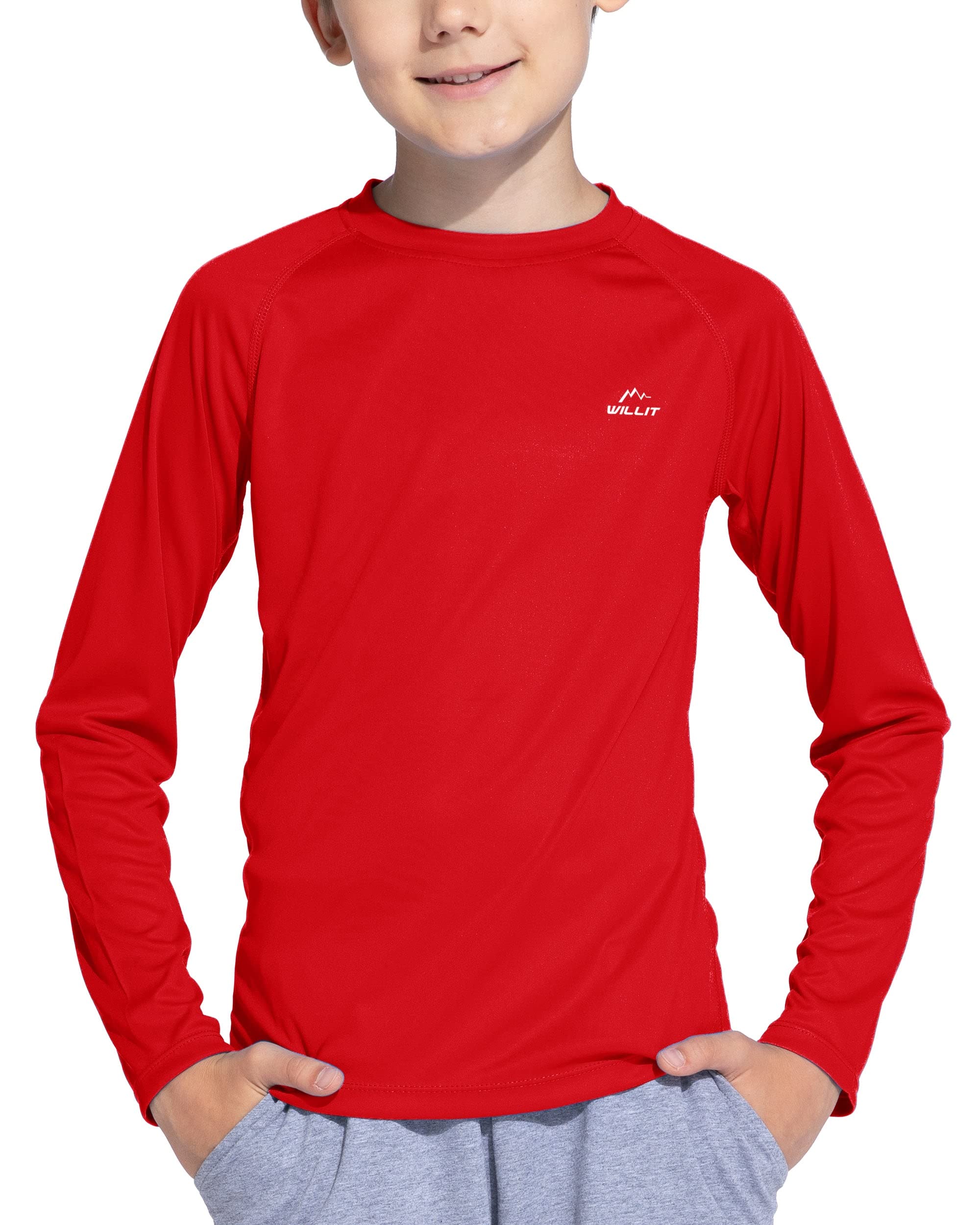 Willit UPF 50+ Sun Protection Long Sleeve Shirt Kids Rash Protection Youth Swimm