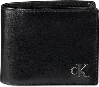 Calvin Klein mens RFID Leather Minimalist Bifold Wallet With ID Window Black/Neon Yellow