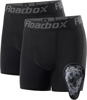 Roadbox Boys Youth Compression Shorts with Athletic Cup Baseball Football