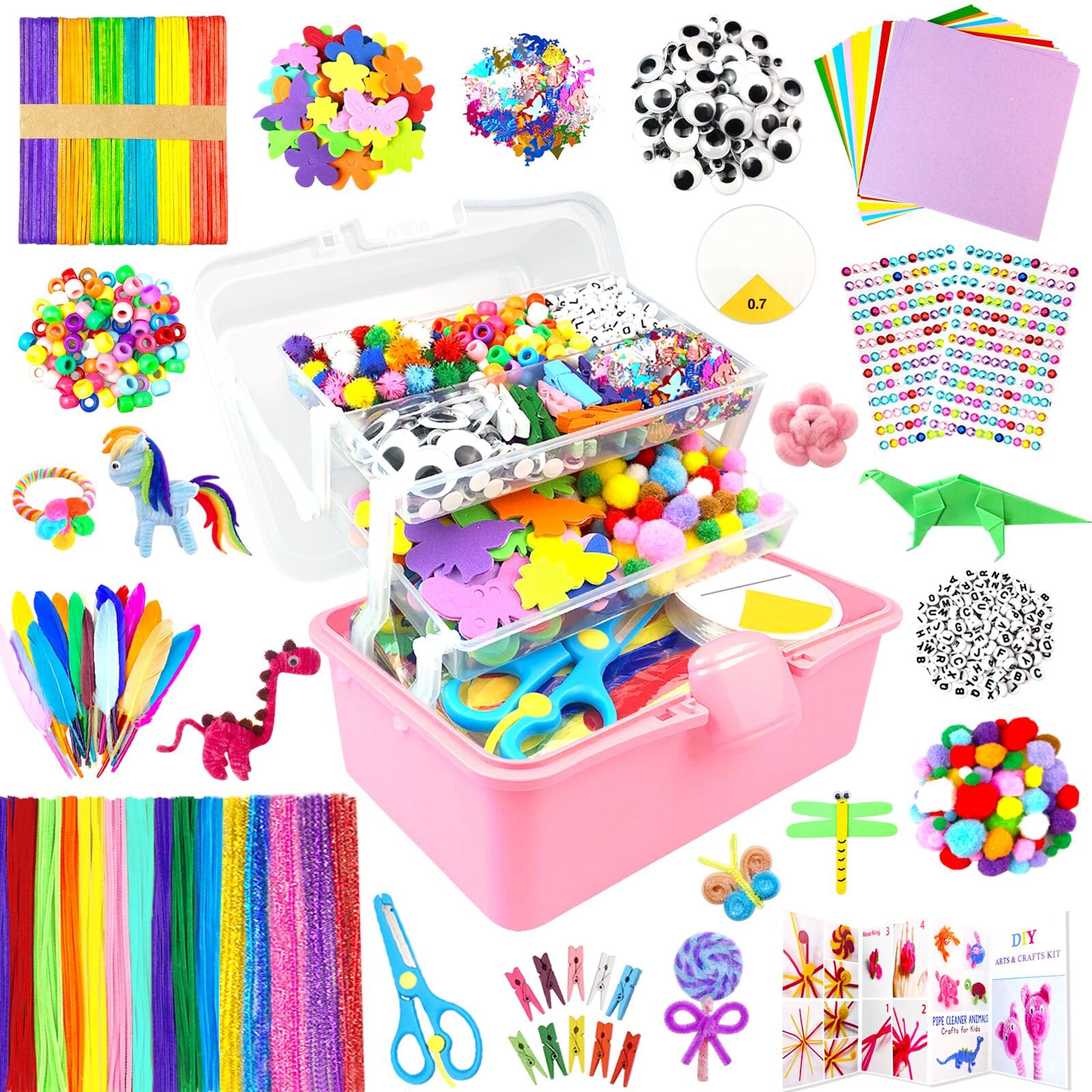 ZEIZHUBN Arts and Crafts Supplies for Kids Crafts Kit with Pipe Cleaners DIY Cra