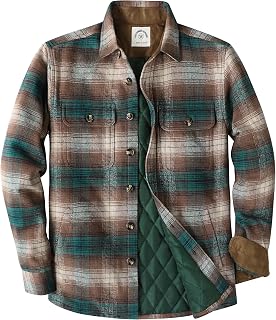 Dubinik® Flannel Jacket Men's Lightweight Shirt Jacket Checked Pattern Soft Casual with Button and Warm Lining