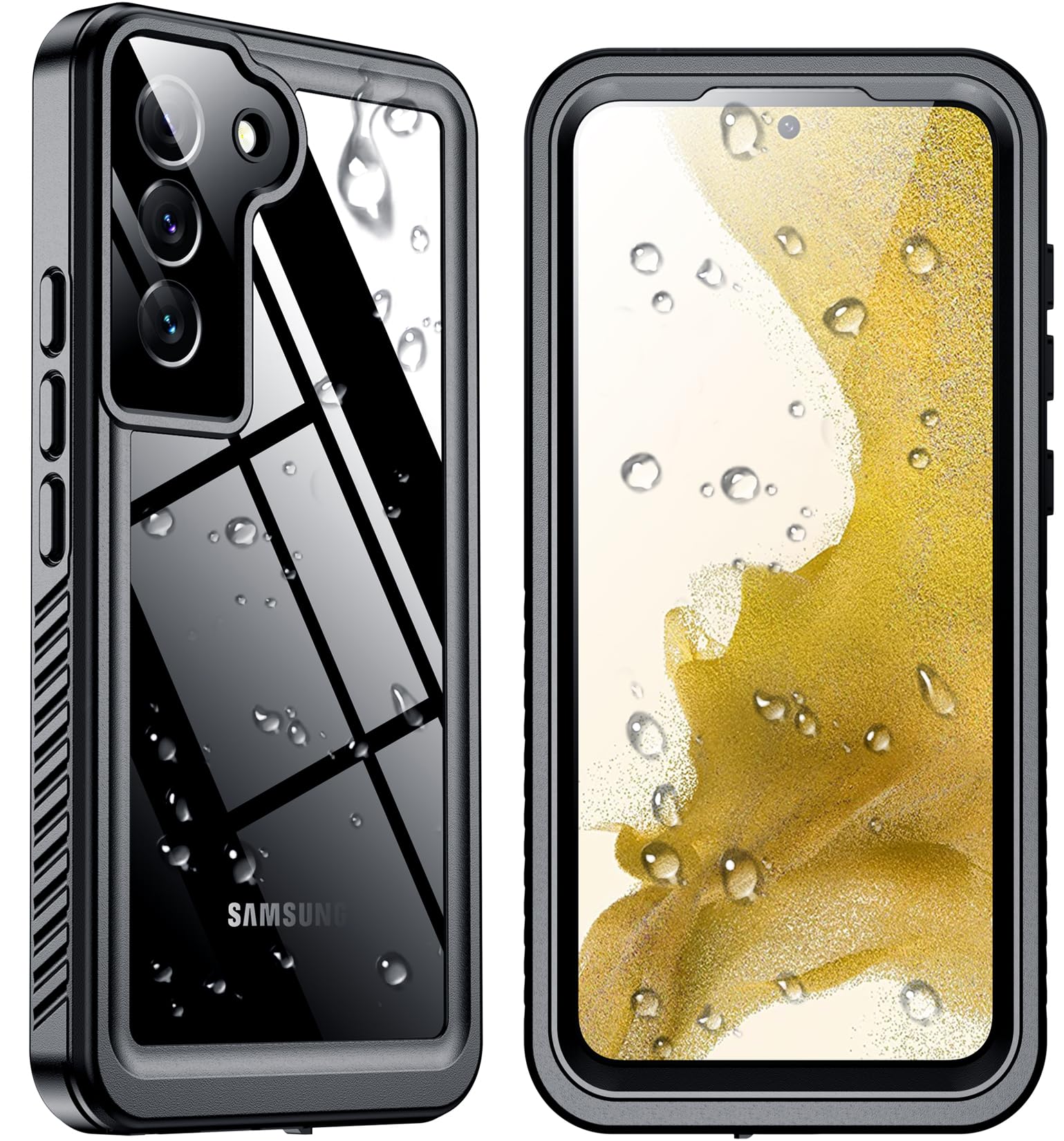 SPIDERCASE for Samsung Galaxy S22 Waterproof Case, Black/Clear | [12FT Military 