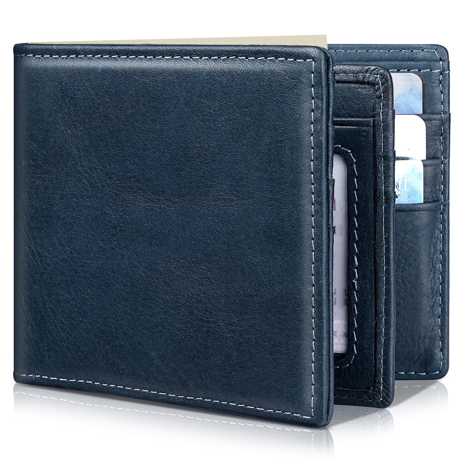 Artpaxy Mens Wallet Genuine Leather Bifold RFID Blocking Wallet for Men with 1 I