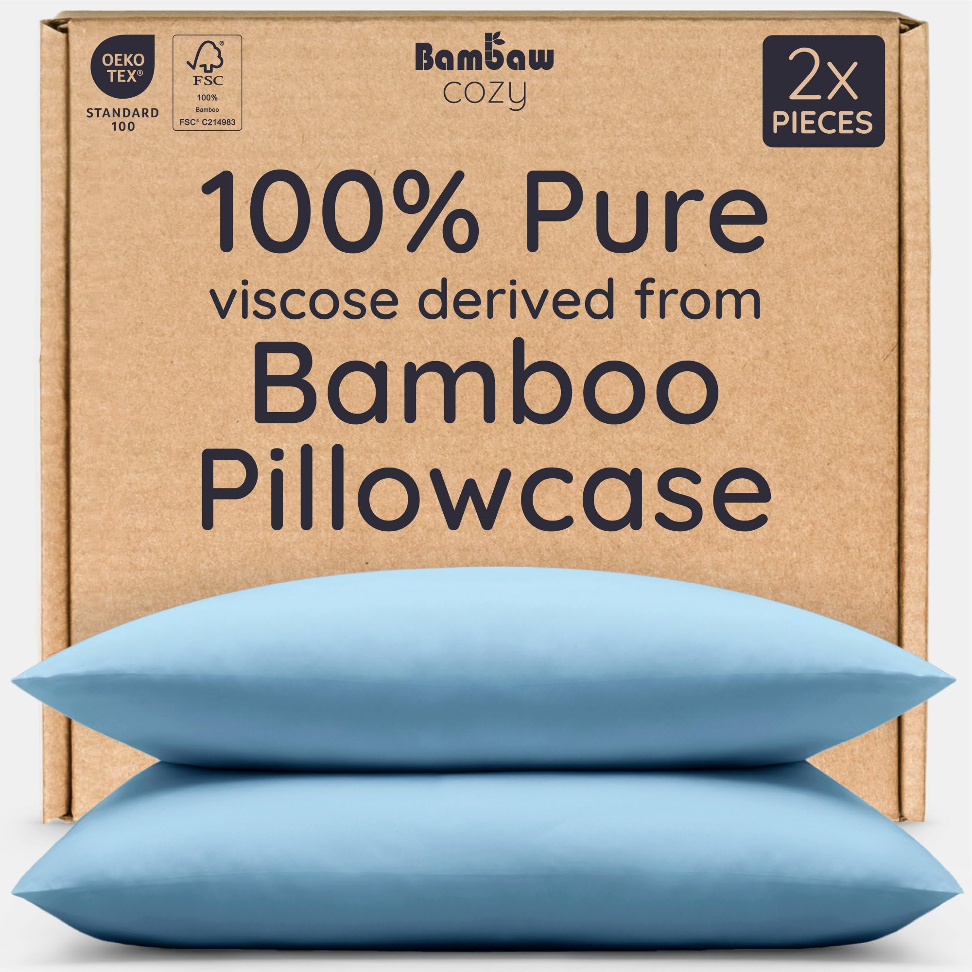 Bambaw 100% Viscose Bamboo Pillowcases Queen Size Cooling Pillowcases Queen Size