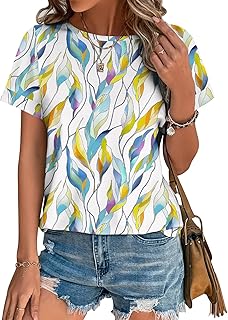 Bliwov レディース トップス 夏 春 半袖 Tシャツ 2026 トレンディ キュート 衣装 ボヘミアン ブラウス ビーチ バケーション ファッション 服