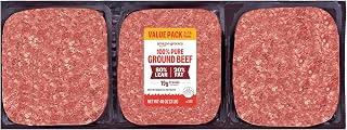 Amazon Grocery, Ground Beef, 80% Lean/20% Fat, 3 lb (Pack of 3)