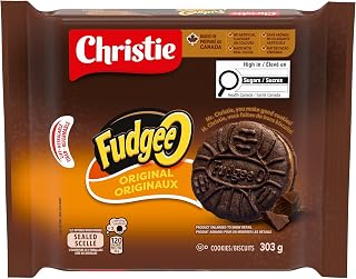 Fudgee-O Chocolatey Creme Filled Sandwich Cookies, 303 g, Baked in Canada