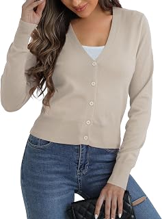 Women's Cropped Cardigan Sweater Lightweight