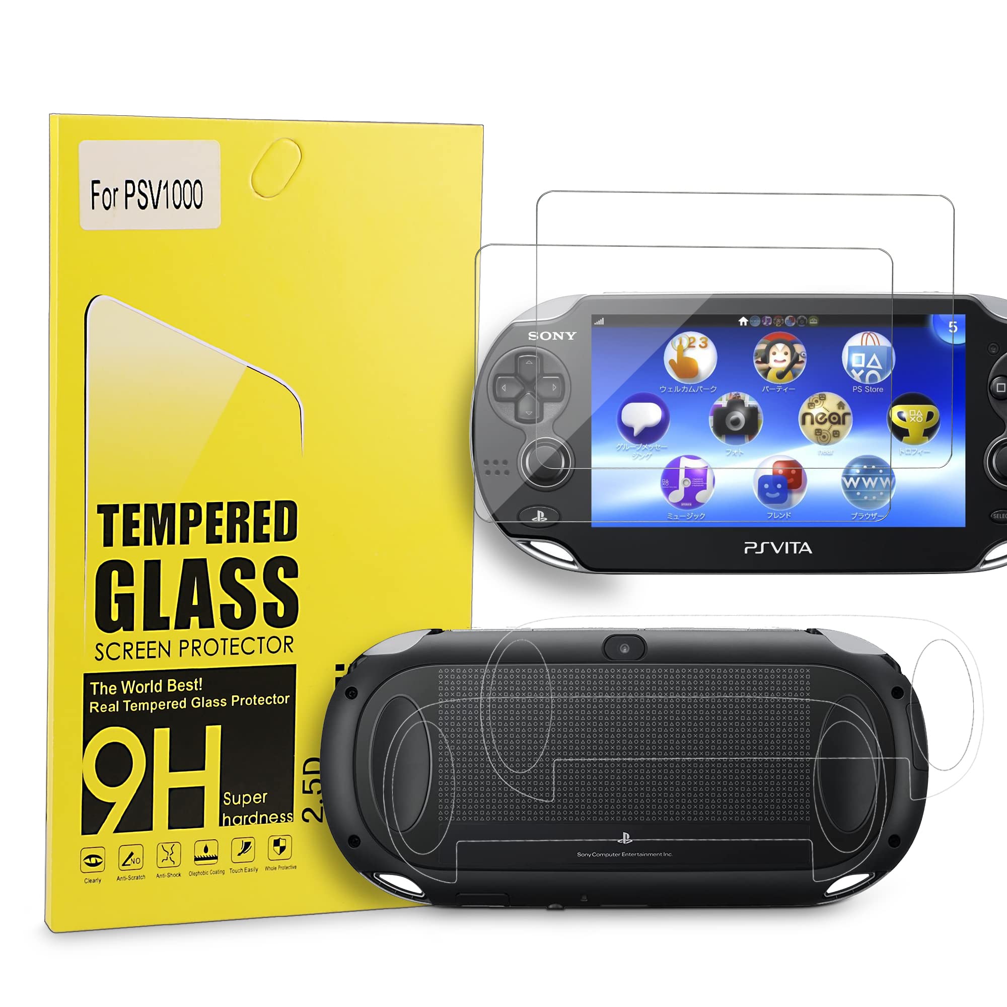 Xahpower PS Vita 1000 Screen Protector, 9H Tempered Glass Front Screen Protector