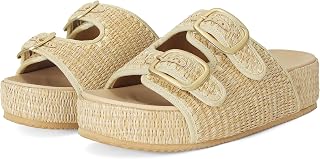 Raffia Sandals for Women Platform Slide Sandals Espadrille Adjustable Double Buckle Summer Comfortable Cute Woven Casual Beach Shoes