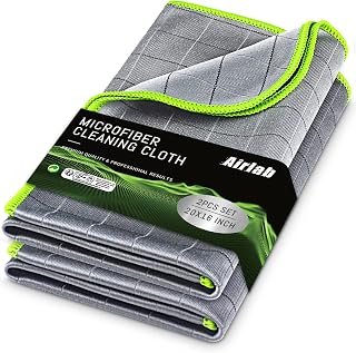 Airlab Carbon Microfiber Towels for Car Glass Window Polishing, Grey-Green