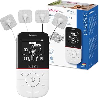 Beurer EM 56 Digital TENS/EMS, 3-in-1 Stimulation Device for Drug-Free Pain Relief Through Electrical Nerve Stimulation, Muscle Training, Massage Function, 22 programmes, incl. 4 electrodes