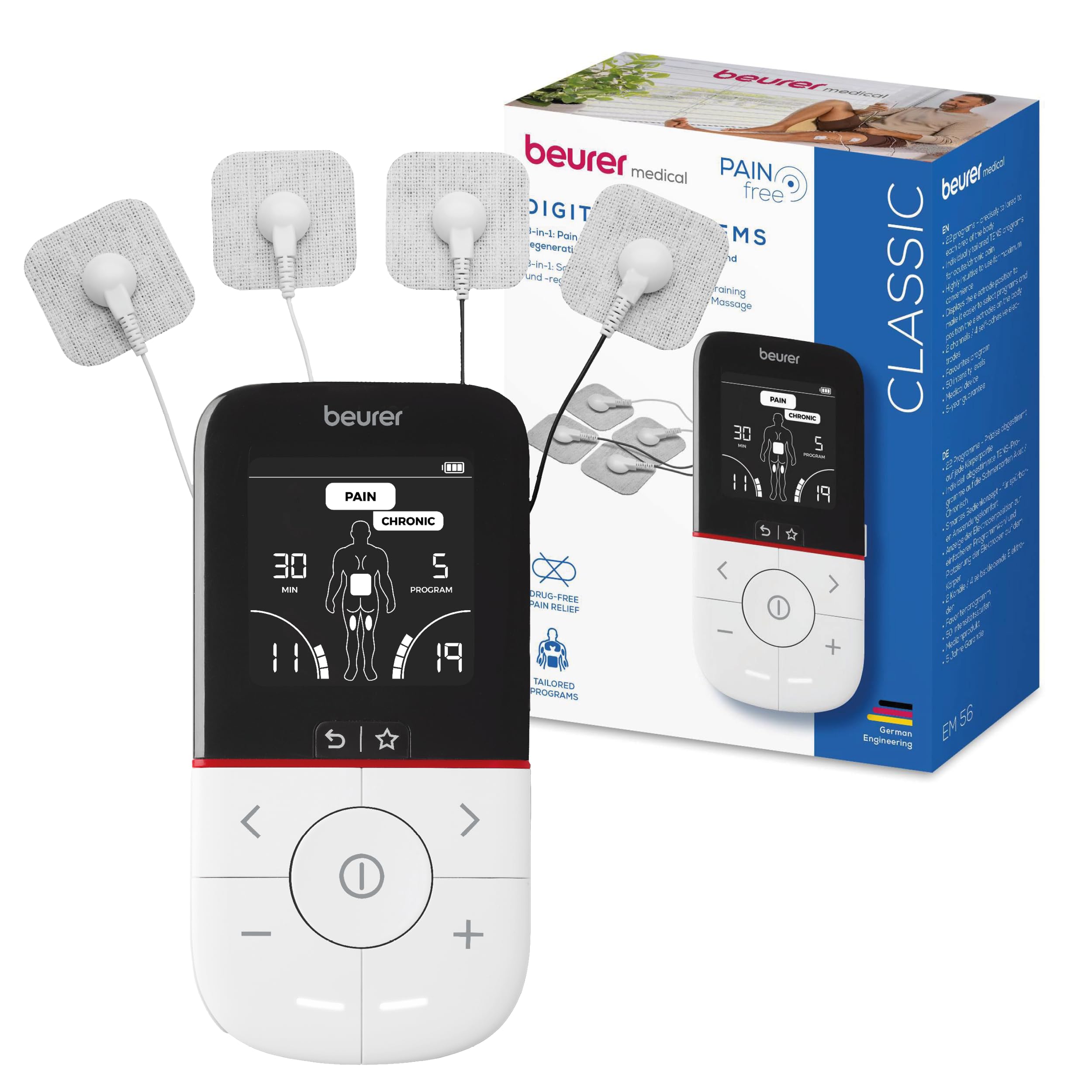 Beurer EM 56 Digital TENS/EMS, 3-in-1 Stimulation Device for Drug-Free Pain Reli